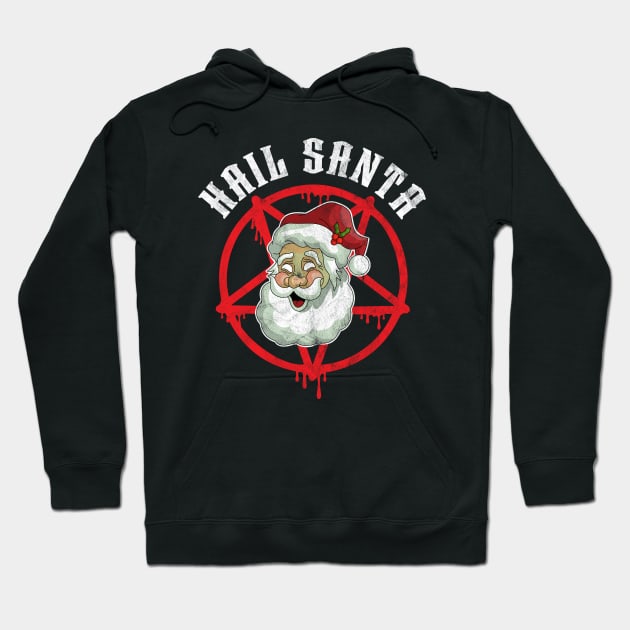 Hail Santa Claus Funny Christmas Metal Hoodie by OrangeMonkeyArt